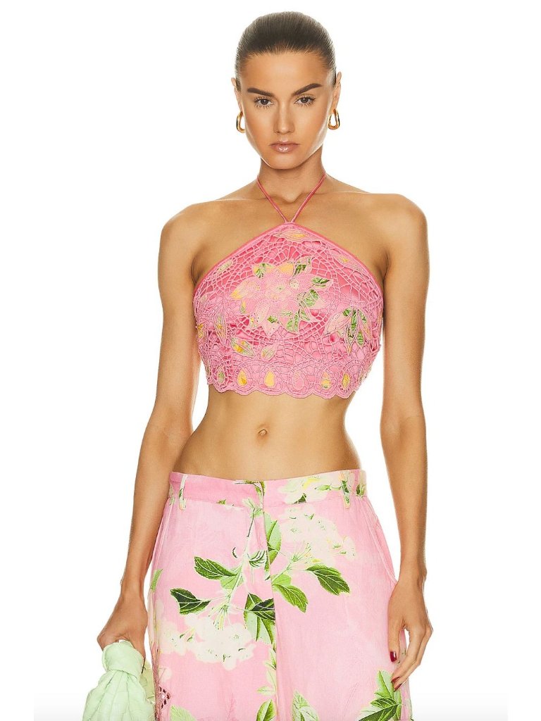 Hemant & Nandita Pakhi Crop Top Pink Womens Size Large